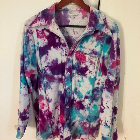 Tie dyed terry cloth vintage Sears shirt 70s - Picture 1 of 4